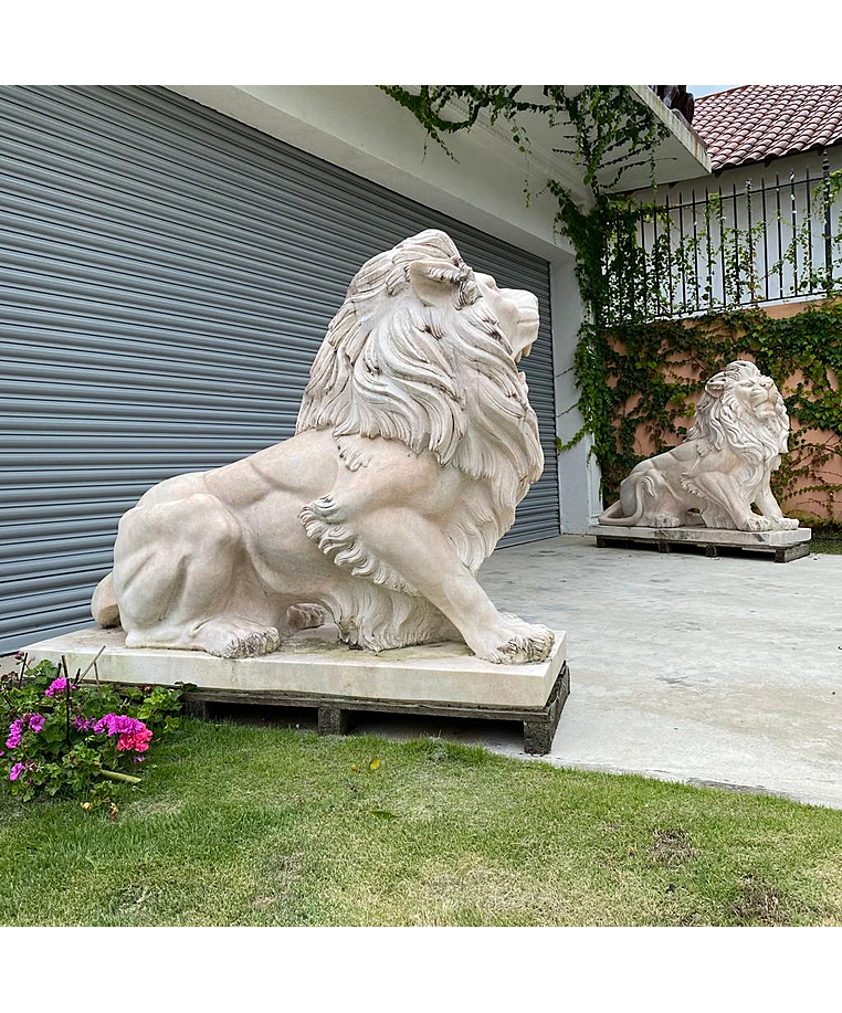 imagem do produto Par de Le�o Rosa Sentado 120cm  EMP461 Jardins de Luxo