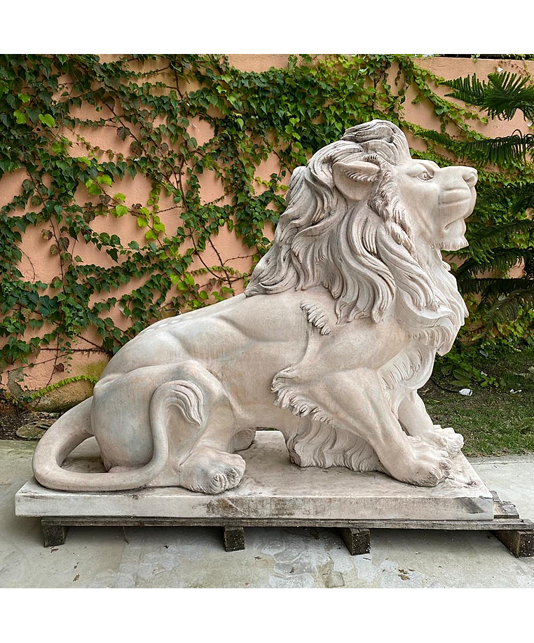 imagem do produto Par de Le�o Rosa Sentado 120cm  EMP461 Jardins de Luxo