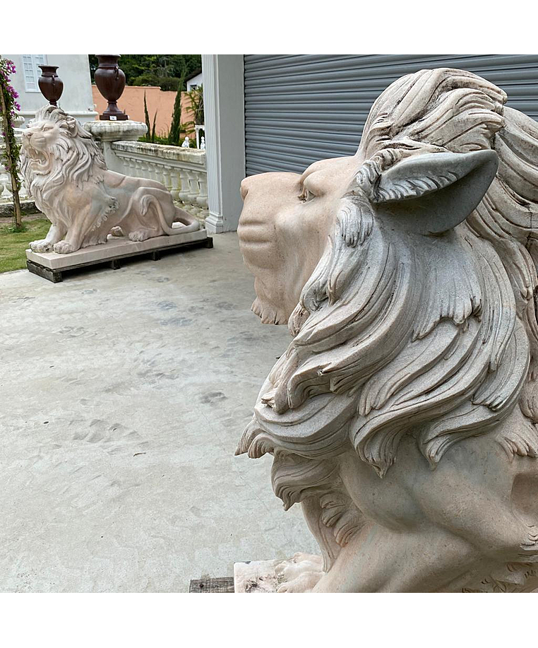 imagem do produto Par de Le�o Rosa Sentado 120cm  EMP461 Jardins de Luxo