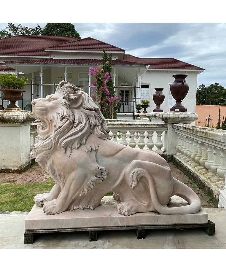 imagem do produto Par de Le�o Rosa Sentado 120cm  EMP461 Jardins de Luxo