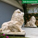 imagem do produto Par de Le�o Rosa Sentado 120cm  EMP461 Jardins de Luxo