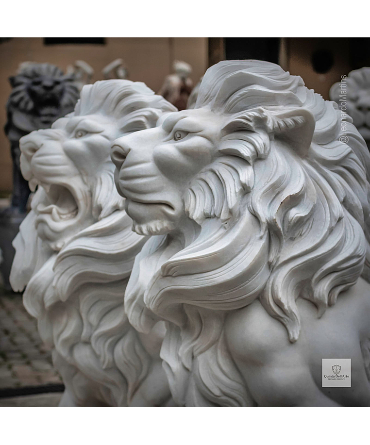 imagem do produto Par de Le�o Sentado 140cm M�rmore Branco - EMP462