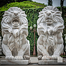 imagem do produto Par de Le�o Sentado 140cm M�rmore Branco - EMP462