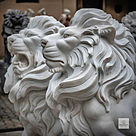 imagem do produto Par de Le�o Sentado 140cm M�rmore Branco - EMP462