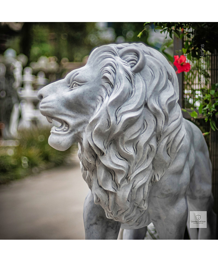 imagem do produto Par de Le�es Andando em M�rmore Branco 145cm - EMP706 Presen�a Majestosa