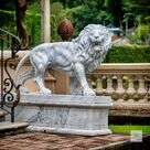 imagem do produto Par de Le�es Andando em M�rmore Branco 145cm - EMP706 Presen�a Majestosa