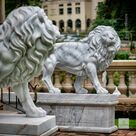 imagem do produto Par de Le�es Andando em M�rmore Branco 145cm - EMP706 Presen�a Majestosa