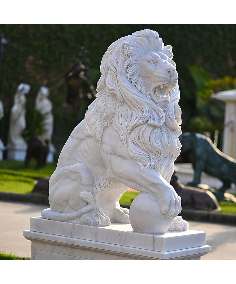 imagem do produto Par de Le�es com Bola 200cm M�rmore Branco EMP464 Eleg�ncia e Nobreza