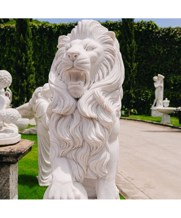 imagem do produto Par de Le�es com Bola 200cm M�rmore Branco EMP464 Eleg�ncia e Nobreza