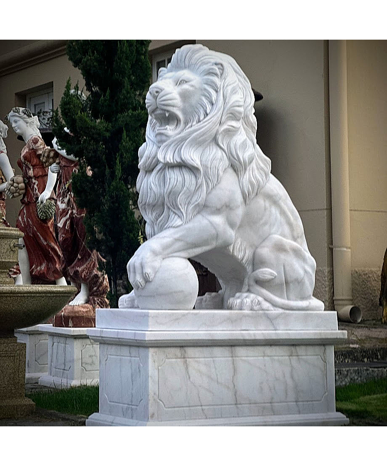 imagem do produto Par de Le�es com  Bola 200cm M�rmore Branco - EMP464