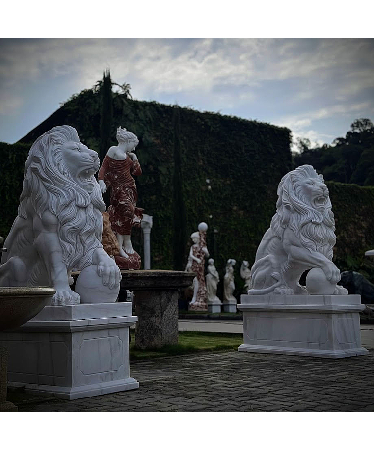 imagem do produto Par de Le�es com  Bola 200cm M�rmore Branco - EMP464