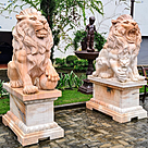 imagem do produto Par de Le�es com Filhote 180cm em M�rmore Rosa com Base EMP451 Nobreza e Exclusividade