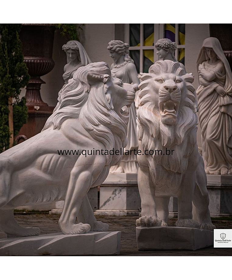 imagem do produto Par de Le�es em M�rmore Branco 150cm - EMP546