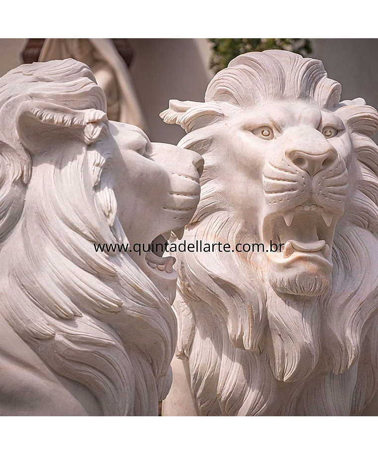 imagem do produto Par de Le�es em M�rmore Branco 150cm - EMP546