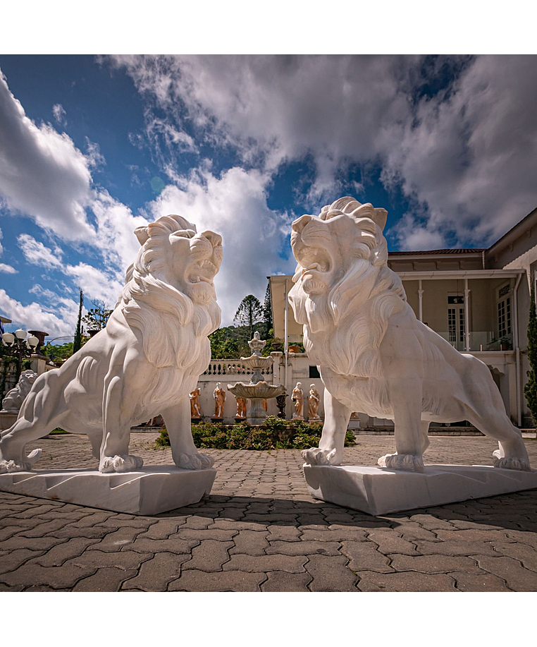imagem do produto Par de Le�es em M�rmore Branco 150cm - EMP546