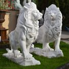 imagem do produto Par de Le�es em M�rmore Branco 155cm - EMP699 Escultura Imponente