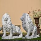 imagem do produto Par de Le�es em M�rmore Branco 155cm - EMP699 Escultura Imponente