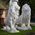 imagem do produto Par de Le�es em M�rmore Branco 155cm - EMP699 Escultura Imponente