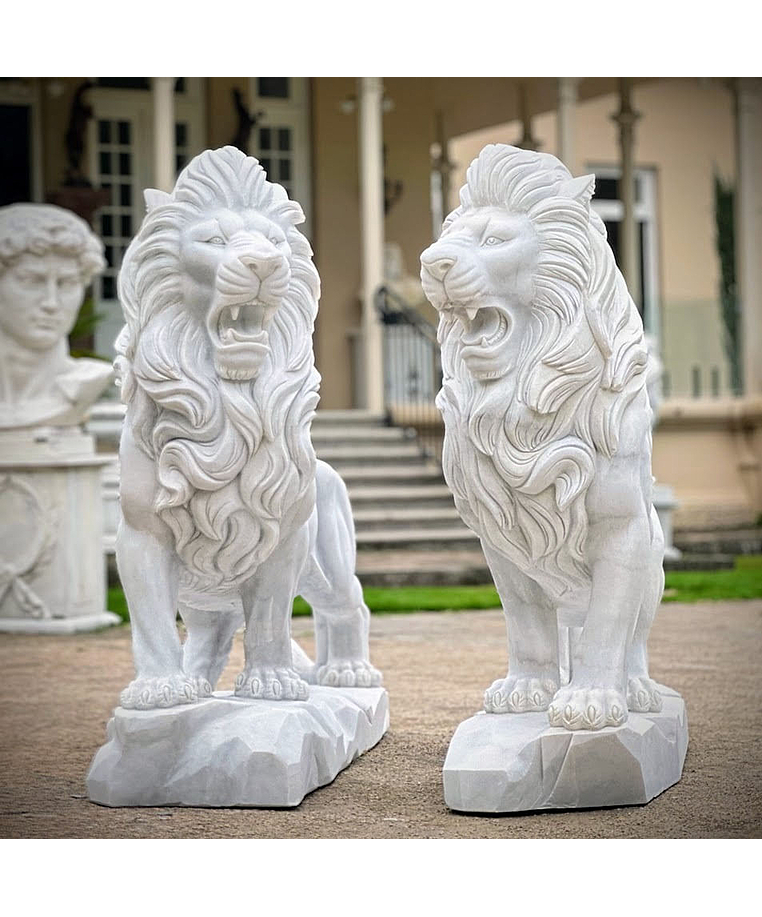 imagem do produto Par de Le�es em M�rmore Branco 155cm - EMP699