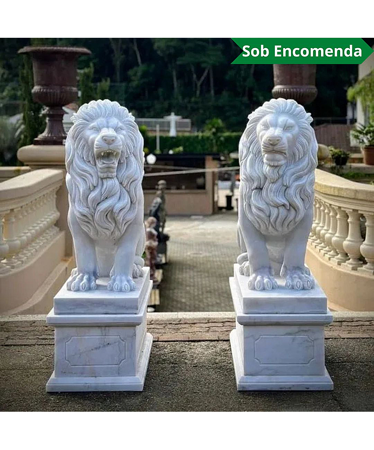 imagem do produto Par de Le�es em M�rmore Branco 155cm - EMP703