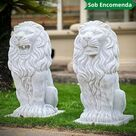 imagem do produto Par de Le�es em M�rmore Branco 90cm EMP705 Eleg�ncia e Prote��o Cl�ssica