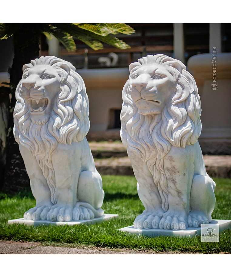 imagem do produto Par de Le�es em M�rmore Branco 90cm  - EMP705