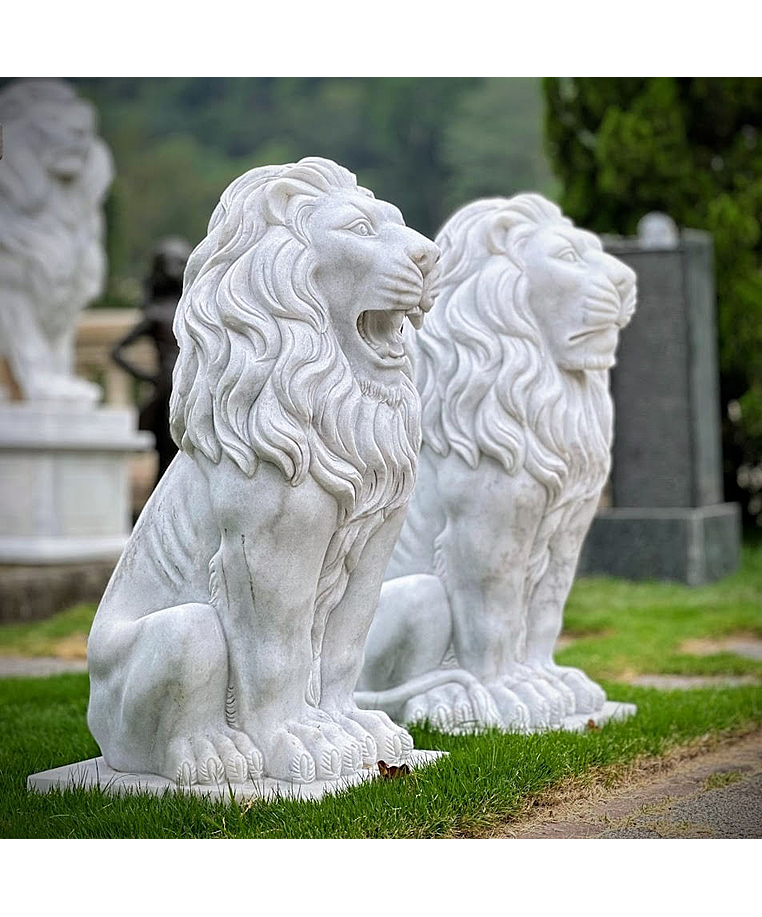 imagem do produto Par de Le�es em M�rmore Branco 90cm  - EMP705