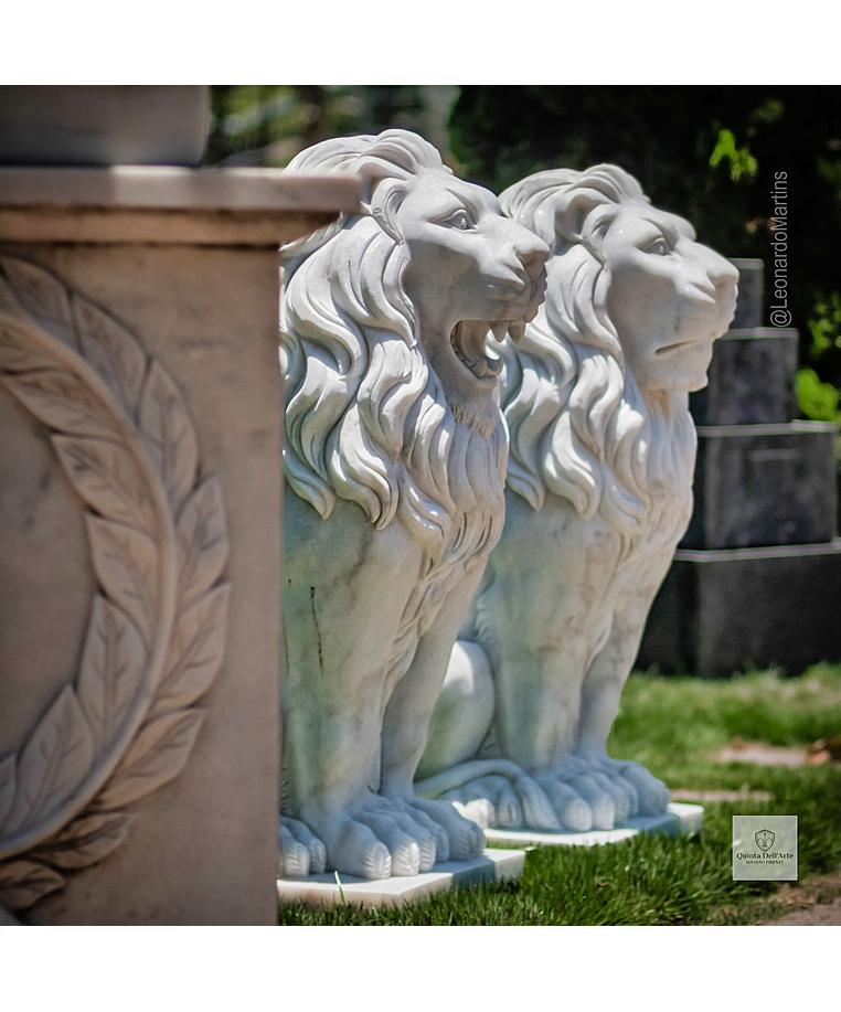 imagem do produto Par de Le�es em M�rmore Branco 90cm  - EMP705