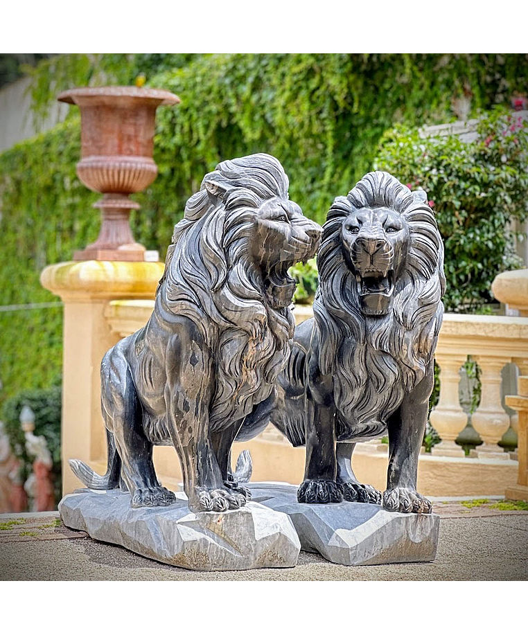 imagem do produto Par de Le�es em M�rmore Preto 155cm - EMP704