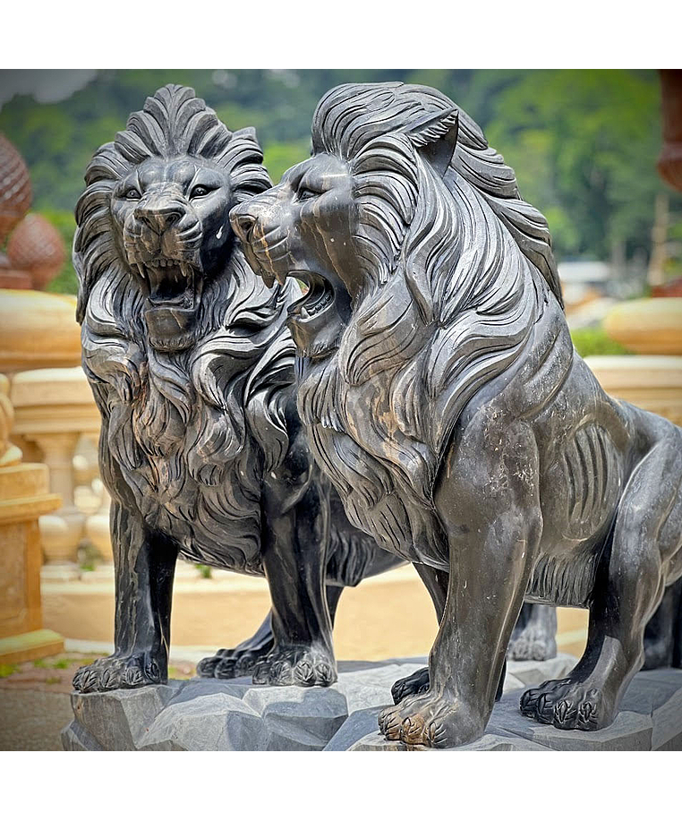 imagem do produto Par de Le�es em M�rmore Preto 155cm - EMP704