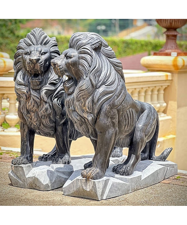 imagem do produto Par de Le�es em M�rmore Preto 155cm - EMP704