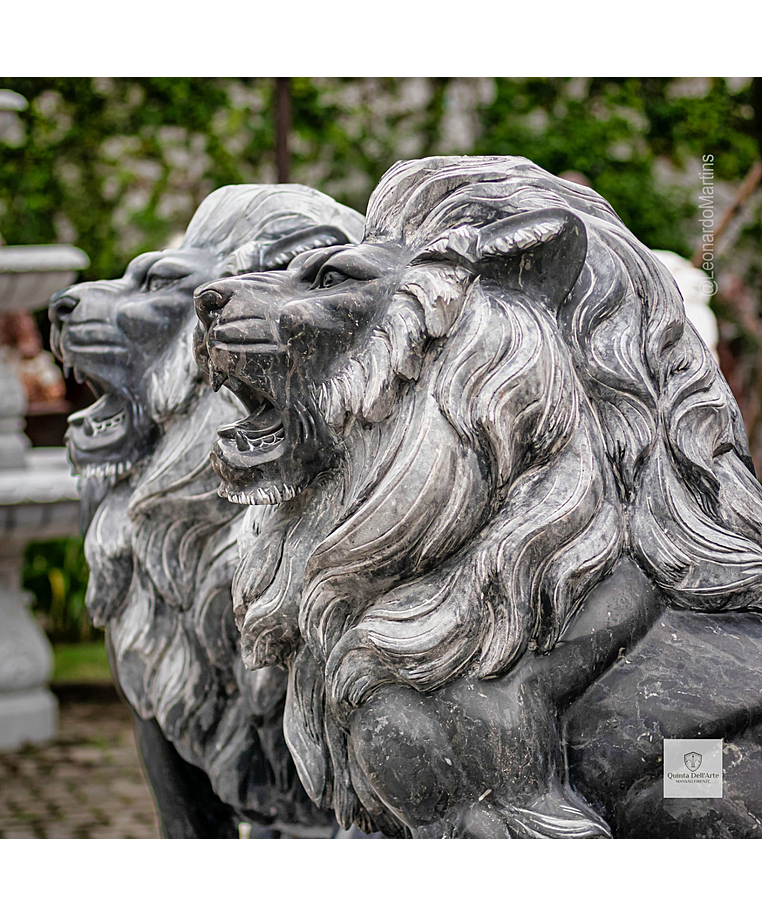 imagem do produto Par de Le�es em M�rmore Preto 170cm - EMP547