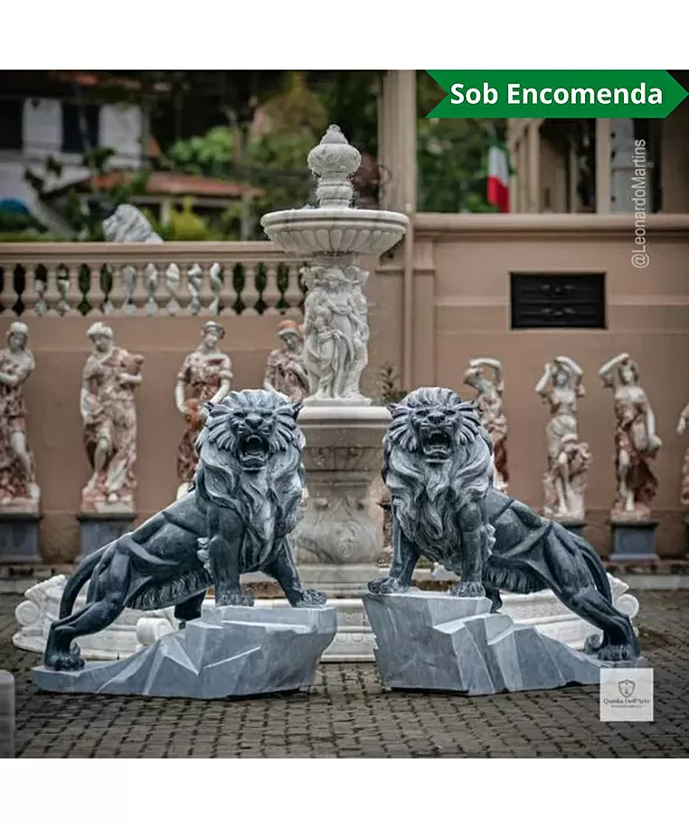 imagem do produto Par de Le�es em M�rmore Preto 170cm - EMP547