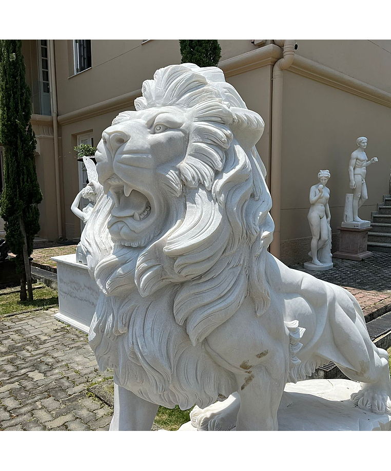 imagem do produto Par de Le�es Grande em M�rmore Branco 200cm - EMP606