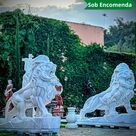 imagem do produto Par de Le�es Grande em M�rmore Branco 200cm - EMP606