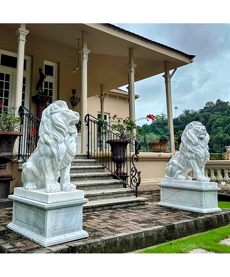 imagem do produto Par de Le�es Pal�cio das Laranjeiras 120cm + 40cm de Base - EMP602 For�a e Eleg�ncia