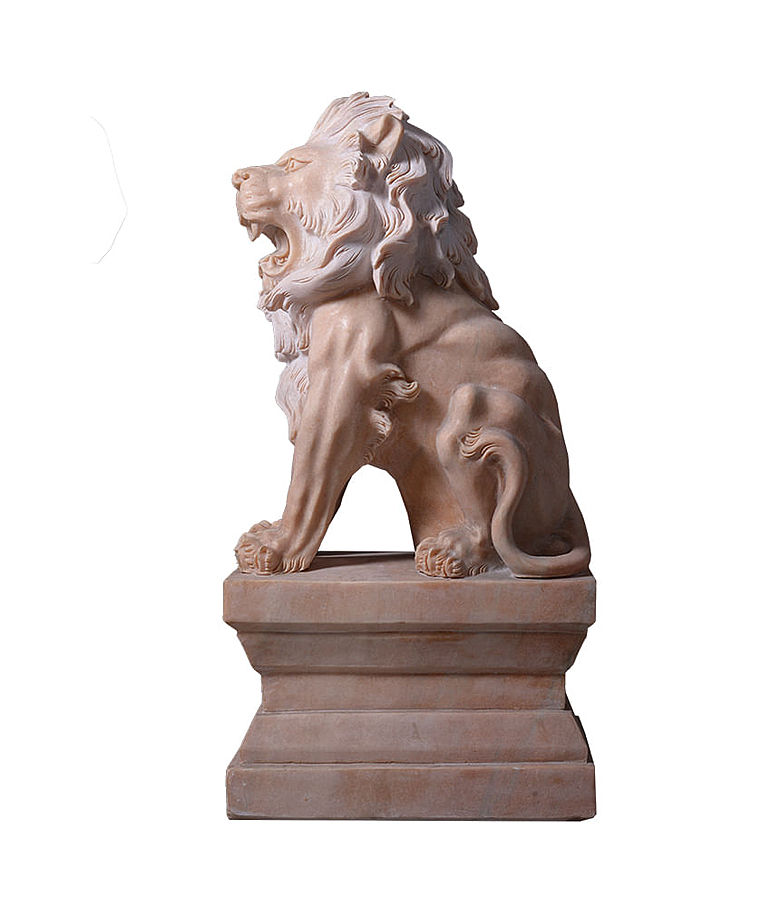 imagem do produto Par de Le�es Sentados em M�rmore Branco 120cm | Escultura Monumental para Mans�es e Jardim