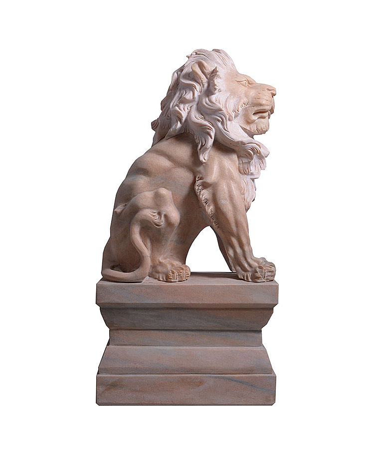 imagem do produto Par de Le�es Sentados em M�rmore Branco 120cm | Escultura Monumental para Mans�es e Jardim