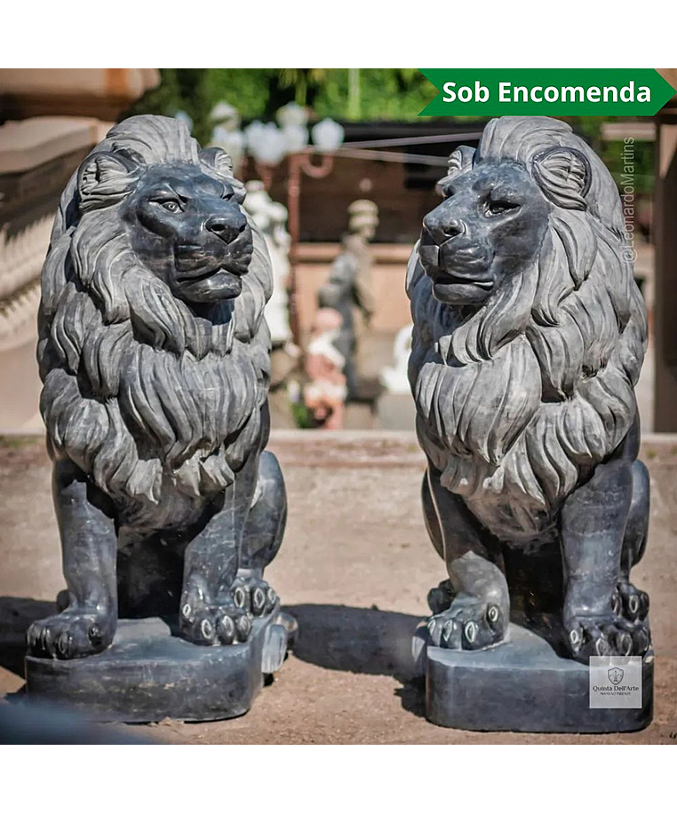 imagem do produto Par de Le�es Sentados em M�rmore Preto 120cm EMP712 Sofistica��o e Impacto Visual