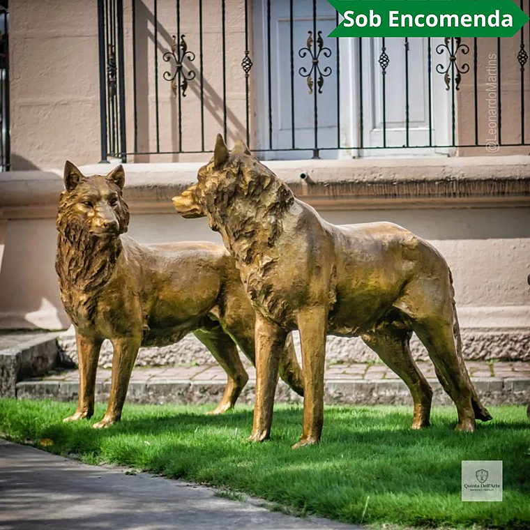 imagem do produto Par de Lobos Escultura em Bronze 104cm EBZ702