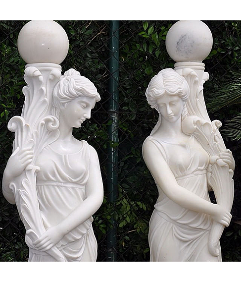 imagem de Par de Luminrias Aurora em Mrmore Branco 190cm - EMP380