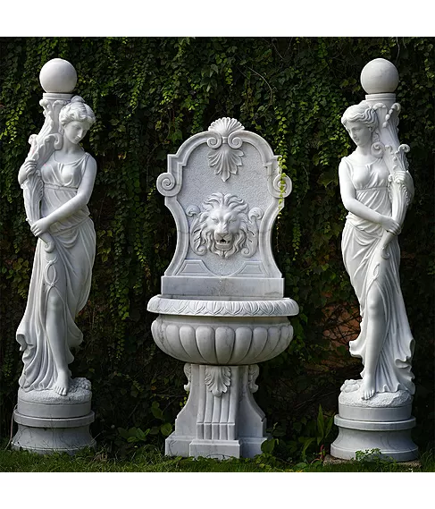 imagem de Par de Luminárias Aurora em Mármore Branco 190cm - EMP380 Elegância e Luz Clássica