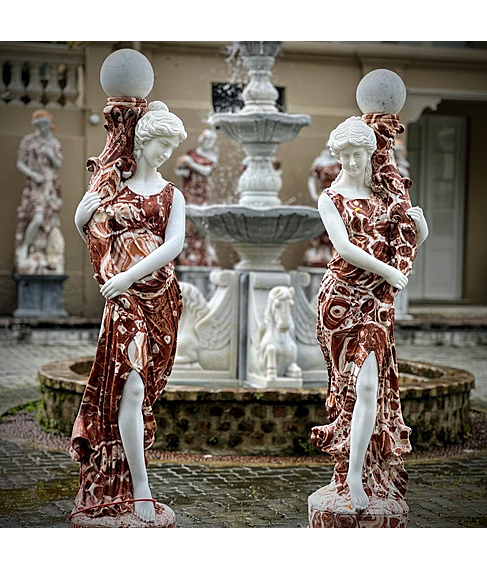 imagem de Par de Luminrias Aurora em Mrmore Rosso 190cm - EMP621