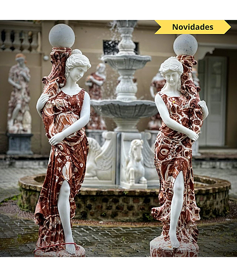 imagem de Par de Luminrias Aurora em Mrmore Rosso 190cm - EMP621