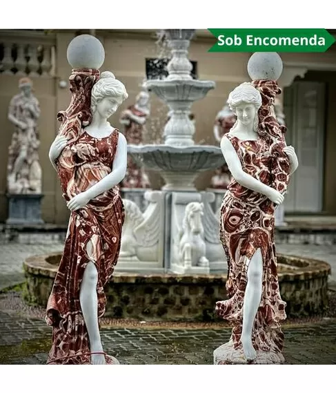 imagem de Par de Luminárias Aurora em Mármore Rosso 190cm - EMP621