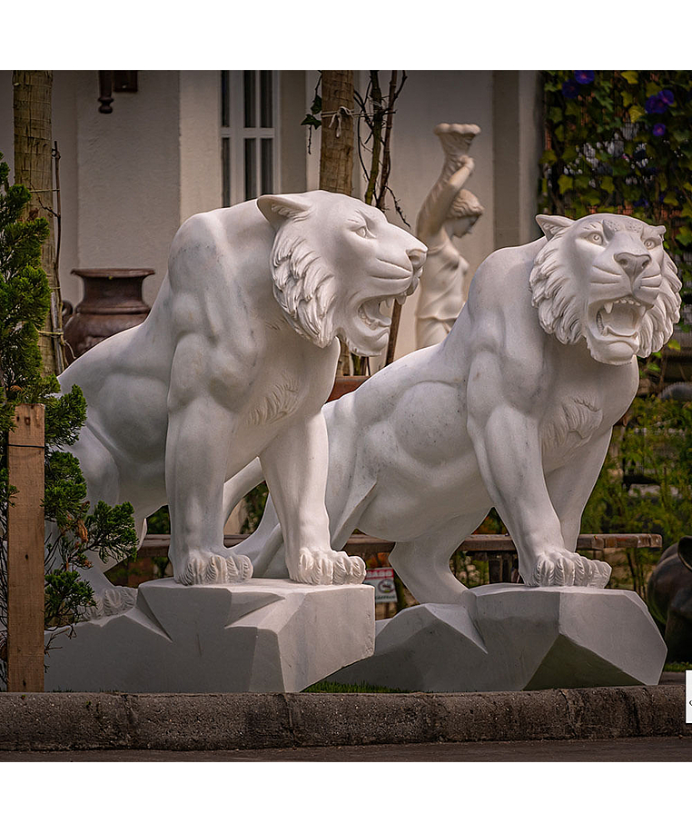 imagem do produto Par de Tigres em M�rmore Branco 120cm - EMP503