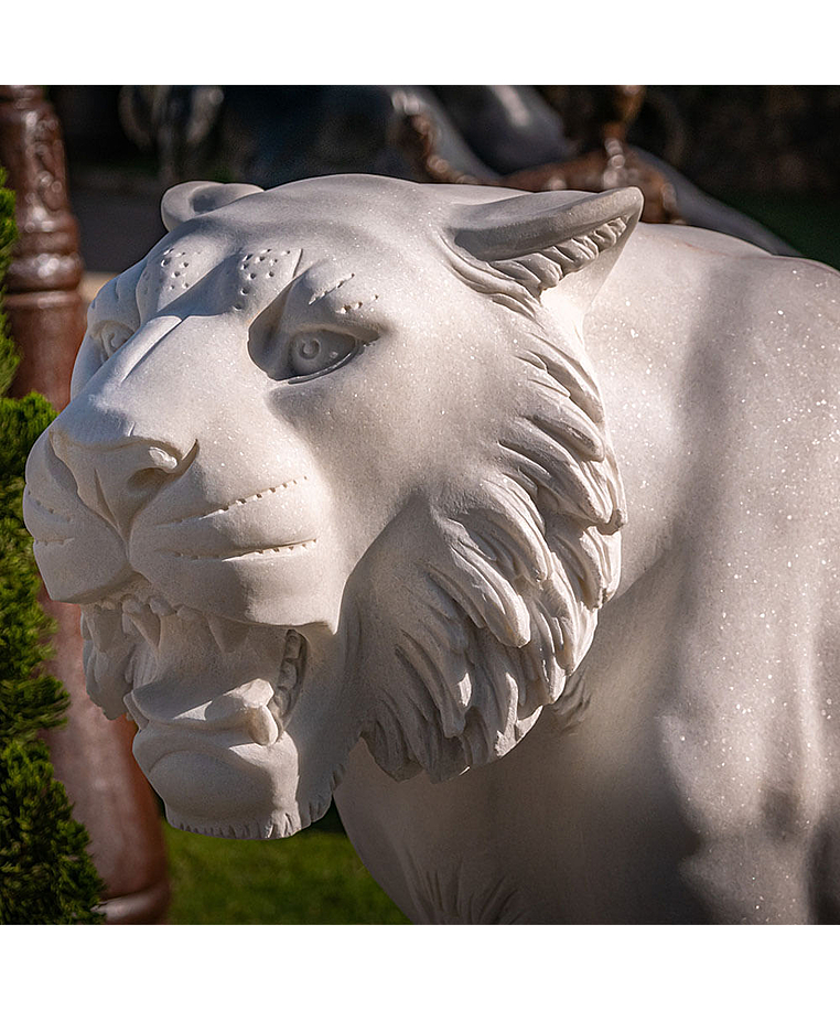 imagem do produto Par de Tigres em M�rmore Branco 120cm - EMP503