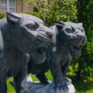 imagem do produto Par de Tigres em M�rmore Negro 120cm - EMP508 For�a e Eleg�ncia