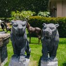 imagem do produto Par de Tigres em M�rmore Negro 120cm - EMP508 For�a e Eleg�ncia