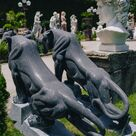 imagem do produto Par de Tigres em M�rmore Negro 120cm - EMP508 For�a e Eleg�ncia